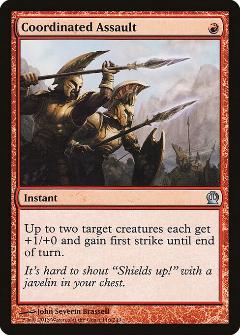 統率の取れた突撃 (Coordinated Assault) - Theros (#116) - Illustrated by John Severin Brassell - Magic: The Gathering Card