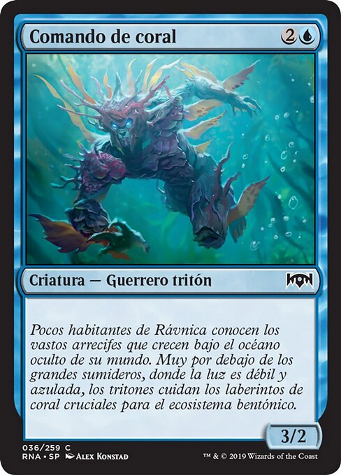 珊瑚の猛士 (Coral Commando) - Ravnica Allegiance (#36) - Illustrated by Alex Konstad - Magic: The Gathering Card