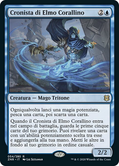 Cronista di Elmo Corallino (Coralhelm Chronicler) - Zendikar Rising (#54) - Illustrated by Lie Setiawan - Magic: The Gathering Card