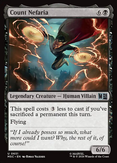 Count Nefaria - Marvel Super Heroes Commander (#651) - Illustrated by Rimas Valeikis - Magic: The Gathering Card