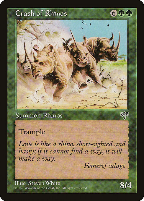 Crash of Rhinos - Mirage (#210) - Illustrated by Steve White - Magic: The Gathering Card
