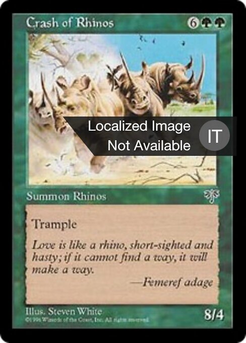 Carica di Rinoceronti (Crash of Rhinos) - Mirage (#210) - Illustrated by Steve White - Magic: The Gathering Card