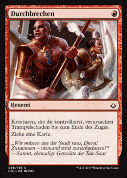 Sfondare (Crash Through) - Hour of Devastation (#88) - Illustrated by Izzy - Magic: The Gathering Card