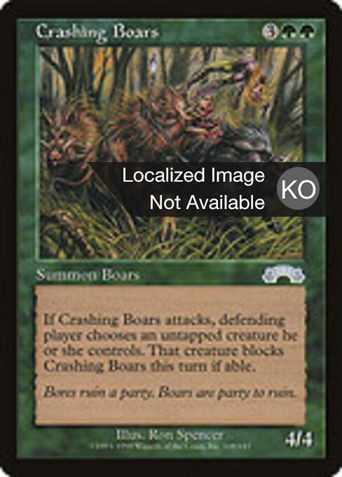Cinghiali Distruttori (Crashing Boars) - Exodus (#108) - Illustrated by Ron Spencer - Magic: The Gathering Card
