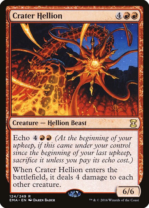 火口の乱暴者 (Crater Hellion) - Eternal Masters (#124) - Illustrated by Daren Bader - Magic: The Gathering Card