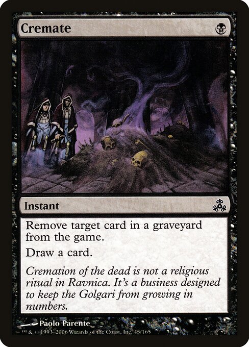 死体焼却 (Cremate) - Guildpact (#45) - Illustrated by Paolo Parente - Magic: The Gathering Card
