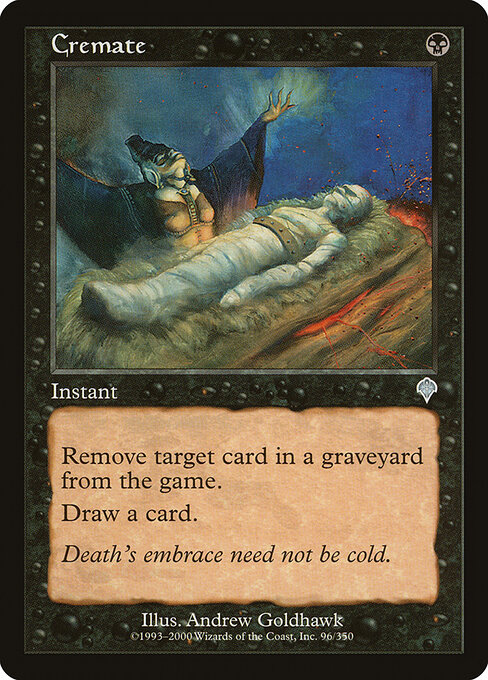 Kremation (Cremate) - Invasion (#96) - Illustrated by Andrew Goldhawk - Magic: The Gathering Card