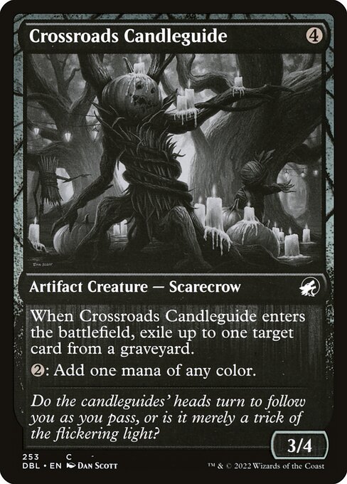 岐路の蝋燭案内 (Crossroads Candleguide) - Innistrad: Midnight Hunt (#253) - Illustrated by Dan Murayama Scott - Magic: The Gathering Card