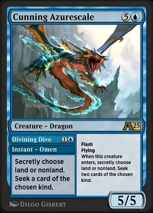 Cunning Azurescale // Divining Dive - Alchemy: Tarkir Magic card