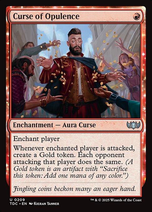 Curse of Opulence - Tarkir: Dragonstorm Commander (#209) - Illustrated by Kieran Yanner - Magic: The Gathering Card
