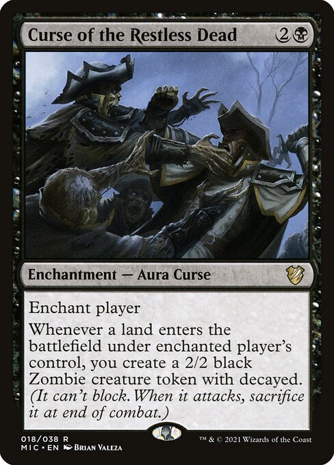 Curse of the Restless Dead - Midnight Hunt Commander (#18) - Illustrated by Brian Valeza - Magic: The Gathering Card