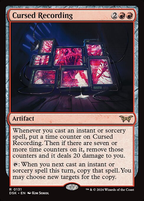 Cursed Recording - Duskmourn: House of Horror (#131) - Illustrated by Kim Sokol - Magic: The Gathering Card