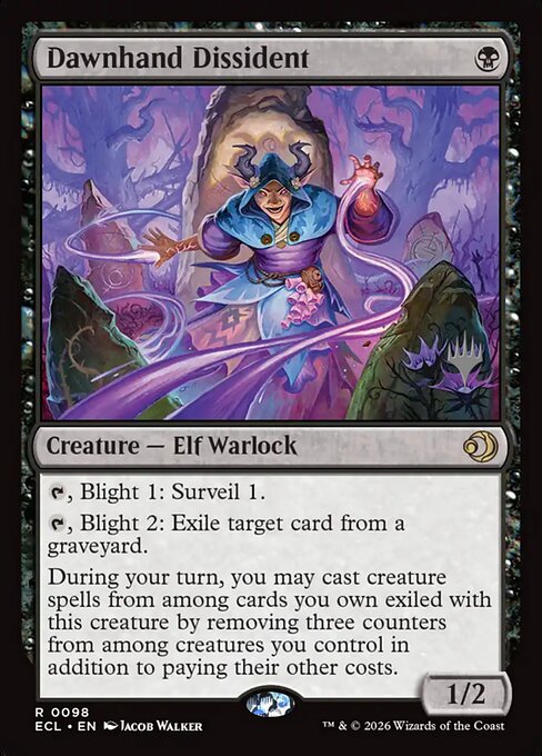 Dawnhand Dissident - Lorwyn Eclipsed Promos (#98p) - Illustrated by Jacob Walker - Magic: The Gathering Card