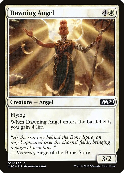 Dawning Angel - Core Set 2020 (#11) - Illustrated by Yongjae Choi - Magic: The Gathering Card
