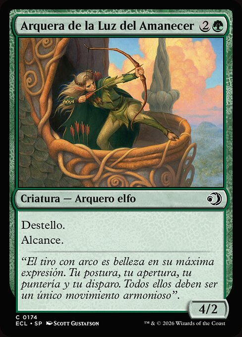 Archère de la lumière de l'aube (Dawn's Light Archer) - Lorwyn Eclipsed (#174) - Illustrated by Scott Gustafson - Magic: The Gathering Card