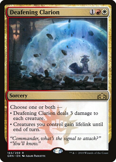 Deafening Clarion - Guilds of Ravnica (#165) - Illustrated by Adam Paquette - Magic: The Gathering Card