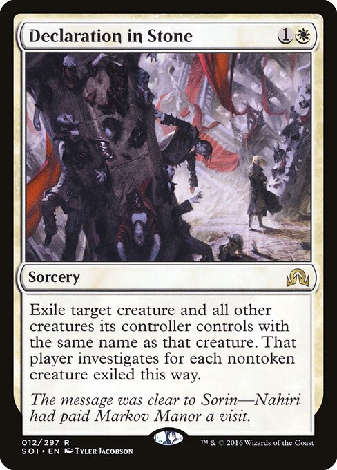 铸石以告 (Declaration in Stone) - Shadows over Innistrad (#12) - Illustrated by Tyler Jacobson - Magic: The Gathering Card