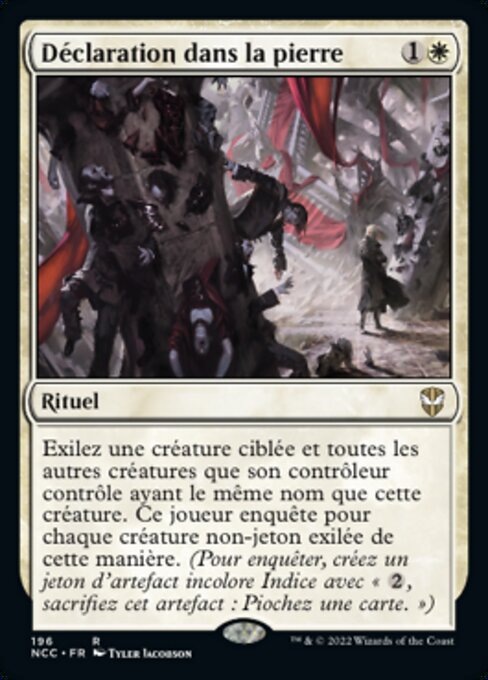 Declaración en piedra (Declaration in Stone) - Shadows over Innistrad (#12) - Illustrated by Tyler Jacobson - Magic: The Gathering Card