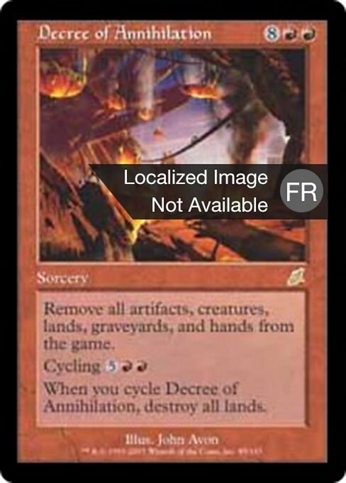 Décret d'annihilation (Decree of Annihilation) - Scourge (#85) - Illustrated by John Avon - Magic: The Gathering Card