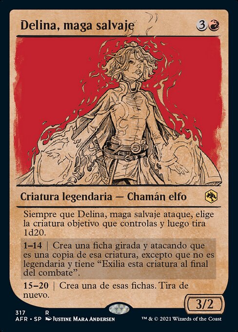 Delina, maga salvaje (Delina, Wild Mage) - Adventures in the Forgotten Realms (#317) - Illustrated by Justine Mara Andersen - Magic: The Gathering Card