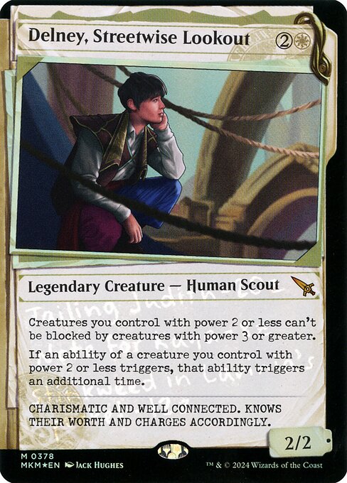 Delney, Streetwise Lookout - Murders at Karlov Manor (#378) - Illustrated by Jack Hughes - Magic: The Gathering Card