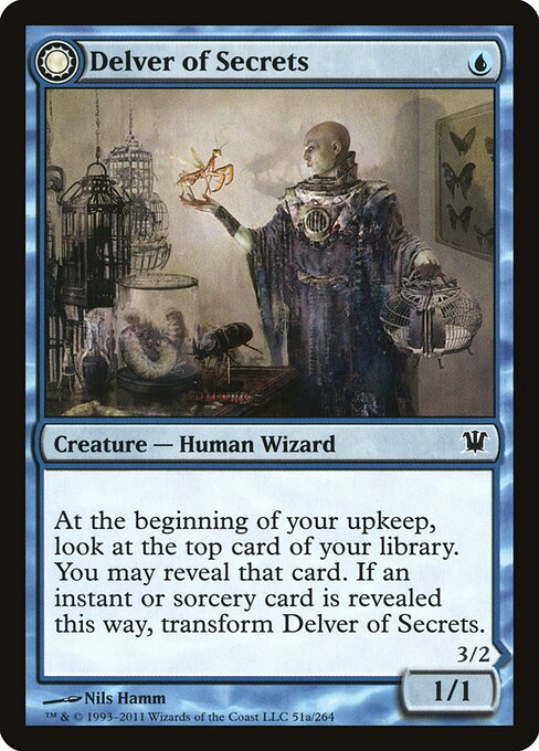 Delver of Secrets // Insectile Aberration - Innistrad (#51) - Illustrated by Nils Hamm - Magic: The Gathering Card