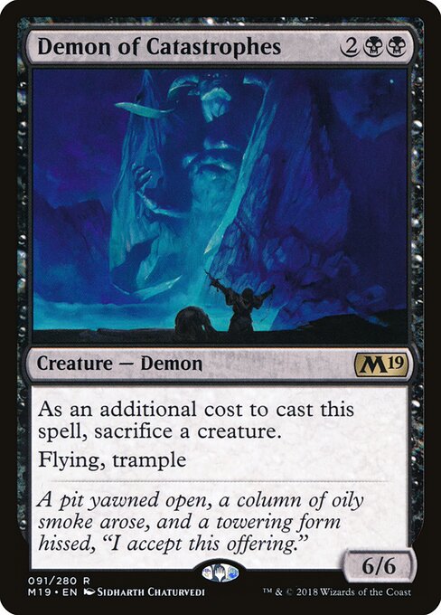 Demon of Catastrophes - Core Set 2019 (#91) - Illustrated by Sidharth Chaturvedi - Magic: The Gathering Card
