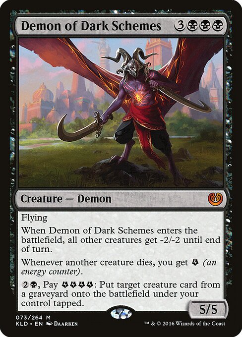 Demon of Dark Schemes - Kaladesh (#73) - Illustrated by Daarken - Magic: The Gathering Card
