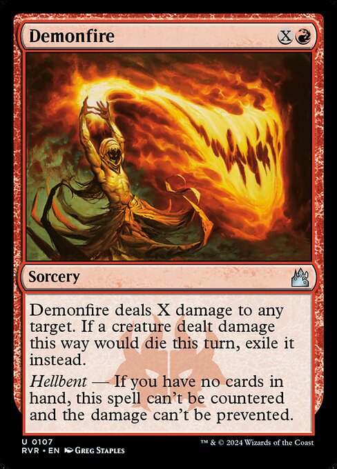 Demonfire - Ravnica Remastered (#107) - Illustrated by Greg Staples - Magic: The Gathering Card