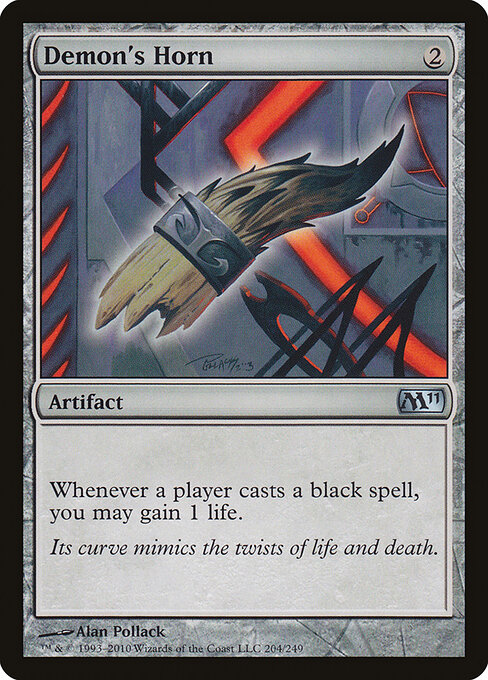 Dämonenhorn (Demon's Horn) - Magic 2011 (#204) - Illustrated by Alan Pollack - Magic: The Gathering Card