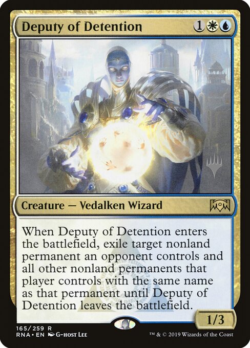Deputy of Detention - Ravnica Allegiance Promos (#165p) - Illustrated by G-host Lee - Magic: The Gathering Card