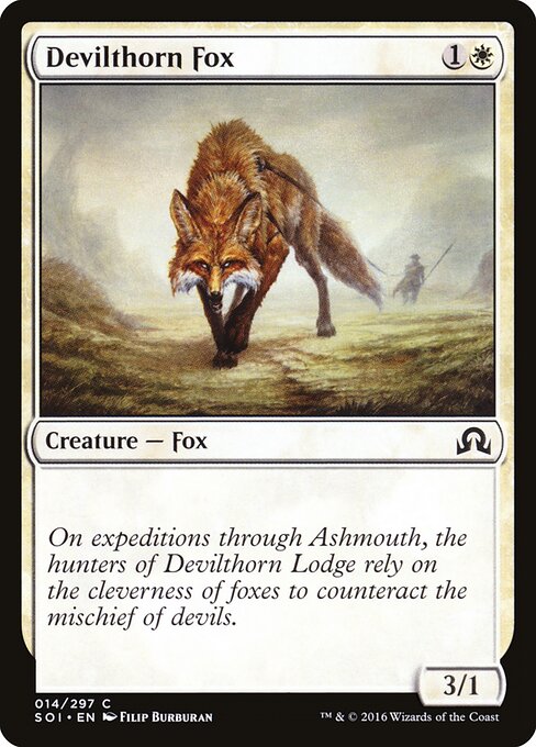 Devilthorn Fox - Shadows over Innistrad (#14) - Illustrated by Filip Burburan - Magic: The Gathering Card