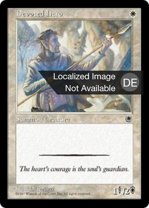 Eifriger Held (Devoted Hero) - Portal (#13) - Illustrated by DiTerlizzi - Magic: The Gathering Card