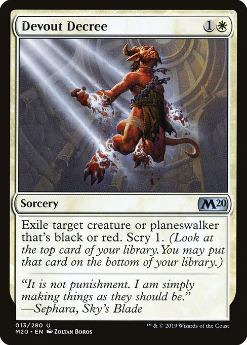 Sakrales Dekret (Devout Decree) - Core Set 2020 (#13) - Illustrated by Zoltan Boros - Magic: The Gathering Card