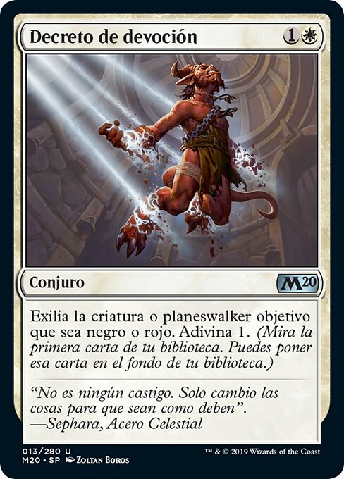 Sakrales Dekret (Devout Decree) - Core Set 2020 (#13) - Illustrated by Zoltan Boros - Magic: The Gathering Card
