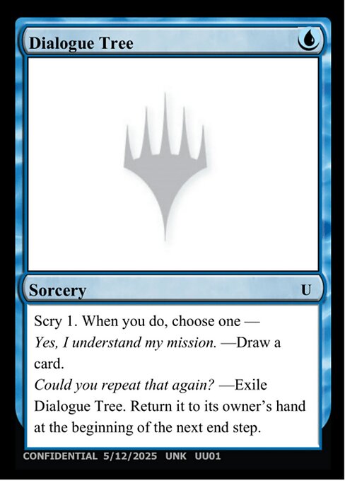 Dialogue Tree - Unknown Event (#UU01) - Magic: The Gathering Card
