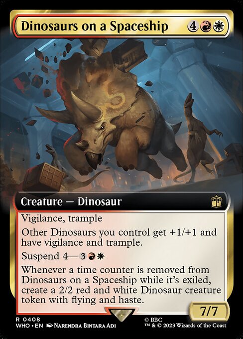 宇宙船内の恐竜 (Dinosaurs on a Spaceship) - Doctor Who (#122) - Illustrated by Narendra Bintara Adi - Magic: The Gathering Card