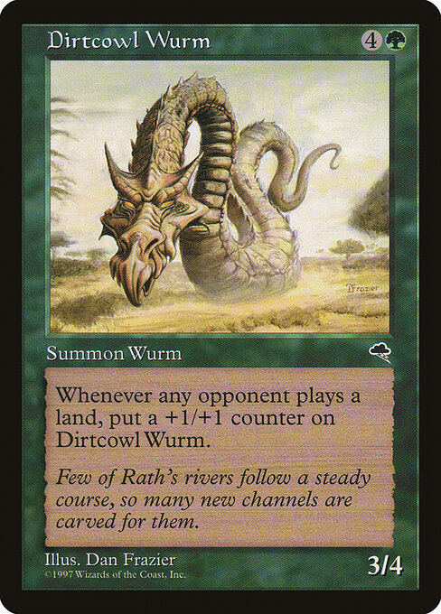 Dirtcowl Wurm - Tempest (#221) - Illustrated by Dan Frazier - Magic: The Gathering Card