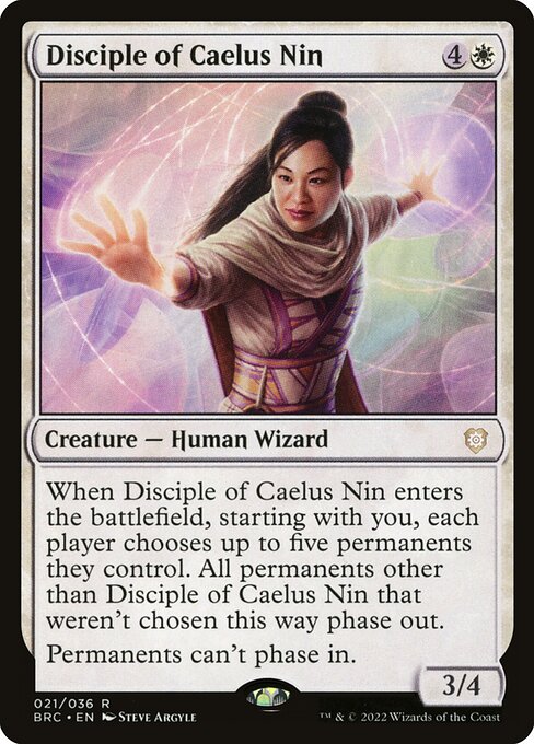 Disciple of Caelus Nin - The Brothers' War Commander (#21) - Illustrated by Steve Argyle - Magic: The Gathering Card