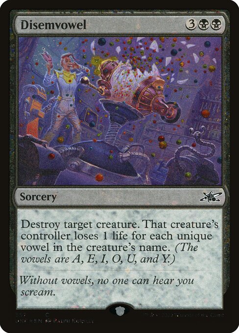 Disemvowel - Unfinity (#357) - Illustrated by Ralph Horsley - Magic: The Gathering Card
