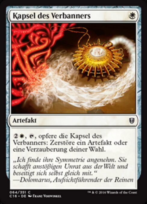Kapsel des Verbanners (Dispeller's Capsule) - Commander Legends (#18) - Illustrated by Franz Vohwinkel - Magic: The Gathering Card
