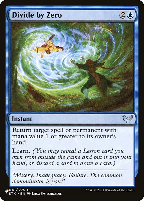 Division durch Null (Divide by Zero) - Strixhaven: School of Mages (#41) - Illustrated by Liiga Smilshkalne - Magic: The Gathering Card