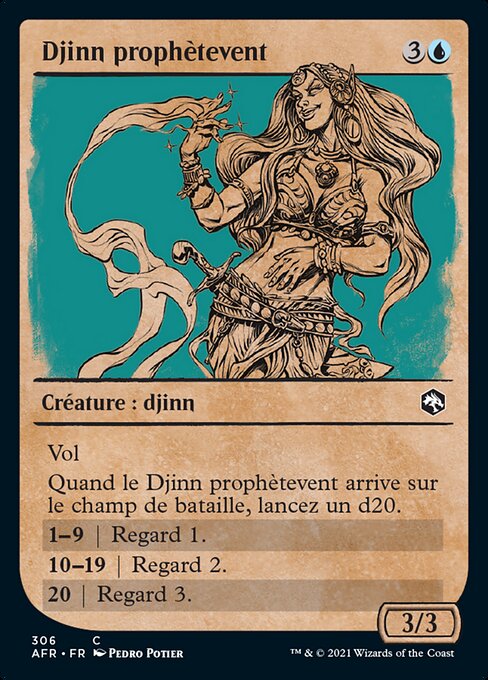 Джинн, Провидица Ветра (Djinni Windseer) - Adventures in the Forgotten Realms (#306) - Illustrated by Pedro Potier - Magic: The Gathering Card