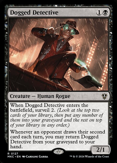 Détective obstiné (Dogged Detective) - Murders at Karlov Manor Commander (#127) - Illustrated by Caroline Gariba - Magic: The Gathering Card