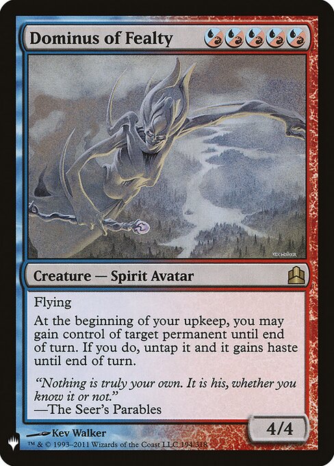 忠義の天主 (Dominus of Fealty) - Commander 2011 (#194) - Illustrated by Kev Walker - Magic: The Gathering Card