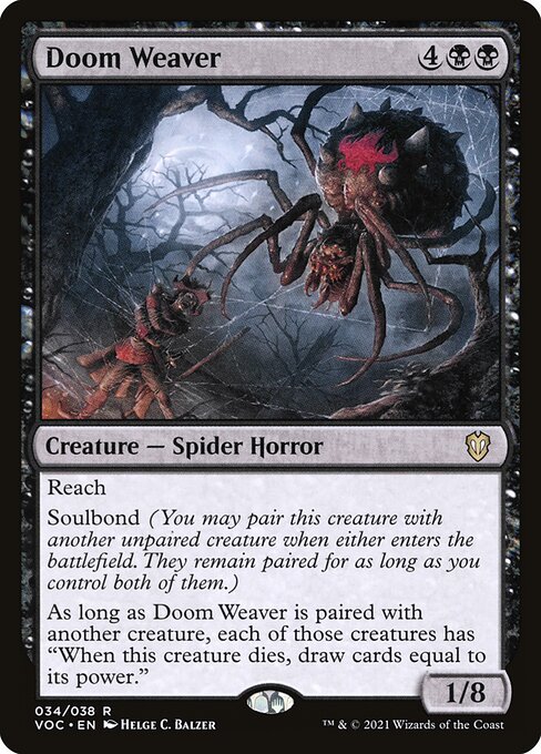 Tessitore di Sventura (Doom Weaver) - Crimson Vow Commander (#34) - Illustrated by Helge C. Balzer - Magic: The Gathering Card