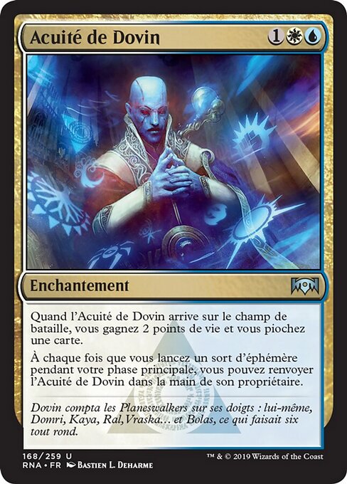 Acuité de Dovin (Dovin's Acuity) - Ravnica Allegiance (#168) - Illustrated by Bastien L. Deharme - Magic: The Gathering Card