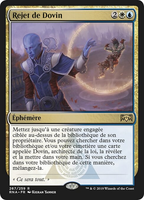 ドビンの放逐 (Dovin's Dismissal) - Ravnica Allegiance (#267) - Illustrated by Kieran Yanner - Magic: The Gathering Card