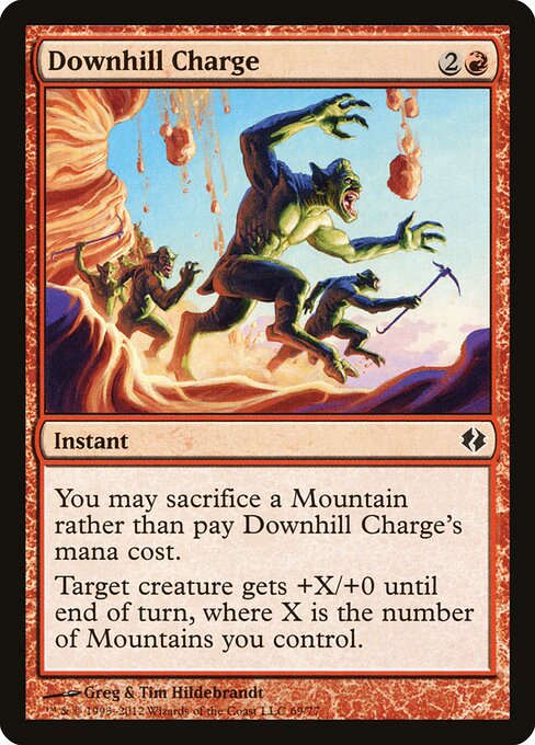 Downhill Charge - Duel Decks: Venser vs. Koth (#69) - Illustrated by Greg Hildebrandt & Tim Hildebrandt - Magic: The Gathering Card