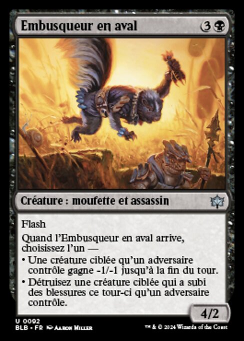 Embusqueur en aval (Downwind Ambusher) - Bloomburrow (#92) - Illustrated by Aaron Miller - Magic: The Gathering Card